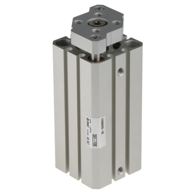 SMC Pneumatic Guided Cylinder, 25mm Bore, 50mm Stroke, Double Acting, CQM Series, Through Hole Mount, Aluminium CDQMB25-50
