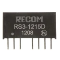 Recom RS3-1215D DC/DC Converter 15V/-15V Output, 9–18V Input, 3W, Through Hole, 8-Pin SIP, 85°C Max Temp
