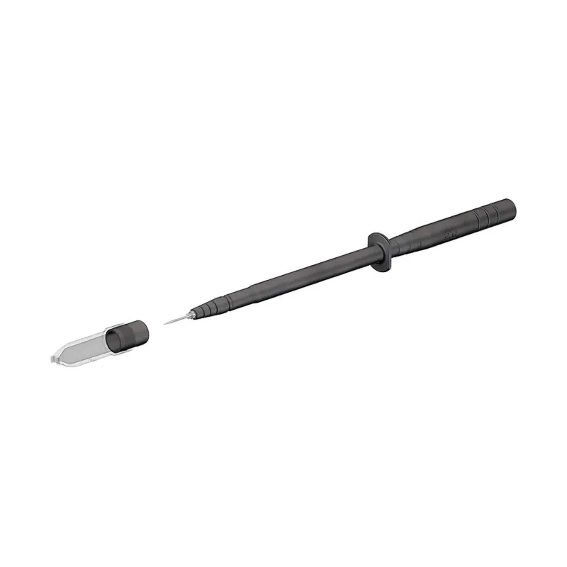 Staubli Spring Loaded Test Probe, 1kV, 1A, 4 mm Tip, Stainless Steel, Black, 4 mm Socket 24.0238-21