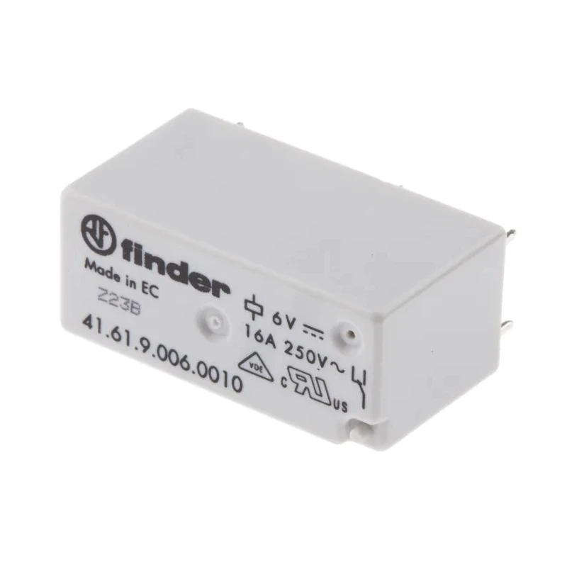 Finder PCB Power Relay, 6V DC Coil, 16A Switching Current, SPDT, PCB Mount, Silver Alloy Contacts 41.61.9.006.0010