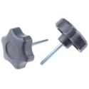 RS PRO Black Polyamide 6 Multiple Lobes Clamping Knob, Threaded Stud, 50 mm Diameter, 35 mm Thread Length, Brass 161-177