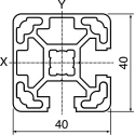 Bosch Rexroth Silver Aluminium Strut Profile 40 x 40 mm, 10 mm Groove, 3 m Length, Series MGE 13.2 3842993189/3000
