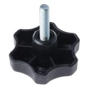 RS PRO Black Thermoplastic Multiple Lobes Clamping Knob, Threaded Stud, 60 mm Diameter, 30 mm Thread Length, Model 161-199