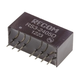 Recom DC/DC Converter 5V DC, 125mA Output, 36V DC Max Input, 3V Min Input, 2W SIP Through Hole, 81% Efficiency RS3-2405D