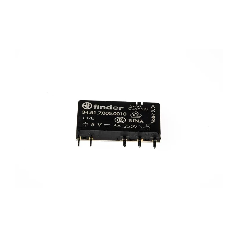 Finder PCB Power Relay, 5V DC Coil, 6A Switching Current, SPDT, PCB Mount, Silver Alloy Contacts, 34.51.7.005.0010
