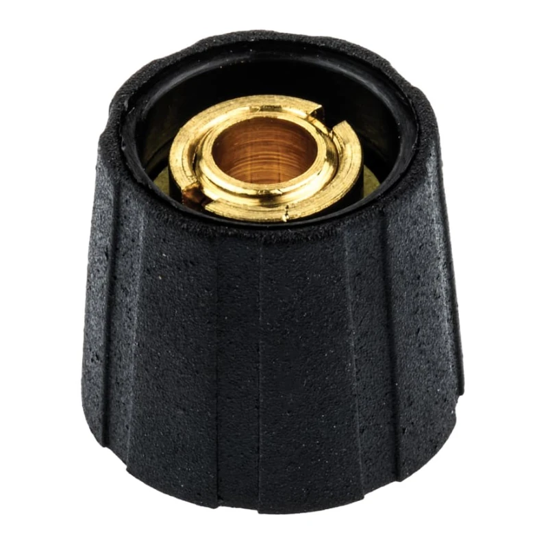 Sifam Potentiometer Knob, 15.5 mm Knob Diameter, Black, 6.35 mm Shaft Size, Circular, Nylon, S150250-BLK