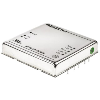 Recom DC-DC Converter, 15V Output, 1.33A, 36V Input Max, 40W, Through Hole, Dual Output, 1.6kV Isolation RP40