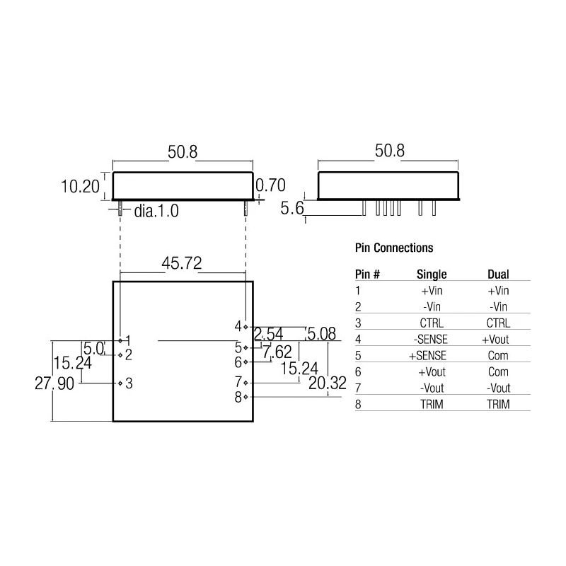 Recom DC-DC Converter, 15V Output, 1.33A, 36V Input Max, 40W, Through Hole, Dual Output, 1.6kV Isolation RP40