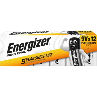Energizer Energiser Industrial Alkaline 9V Battery, 600mAh, IEC 6LR61, Snap Terminal, 7638900361094