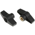 RS PRO Black Thermoplastic 1-Arm Clamping Knob, Threaded Through Hole, Brass Insert, 50 mm Diameter, 169-367