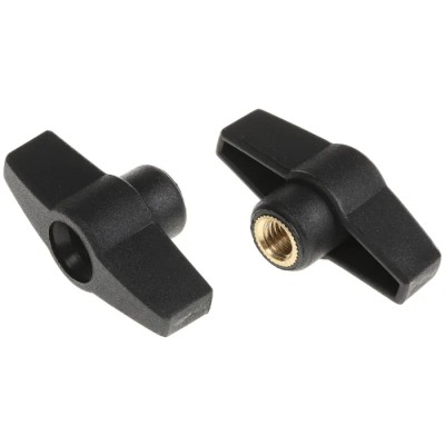 RS PRO Black Thermoplastic 1-Arm Clamping Knob, Threaded Through Hole, Brass Insert, 50 mm Diameter, 169-367