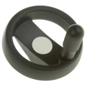 Elesa Technopolymer Hand Wheel, 80 mm, Revolving Handle, Spoked, Black, Steel Insert, Model 78421