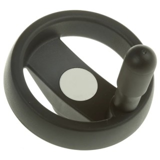 Elesa Technopolymer Hand Wheel, 80 mm, Revolving Handle, Spoked, Black, Steel Insert, Model 78421