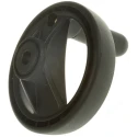 Elesa Technopolymer Hand Wheel, 80 mm, Revolving Handle, Spoked, Black, Steel Insert, Model 78421