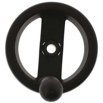 Elesa Technopolymer Hand Wheel, Black, 99 mm Diameter, Revolving Handle, Steel Insert 78521