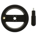 Elesa Technopolymer Hand Wheel, Black, 99 mm Diameter, Revolving Handle, Steel Insert 78521