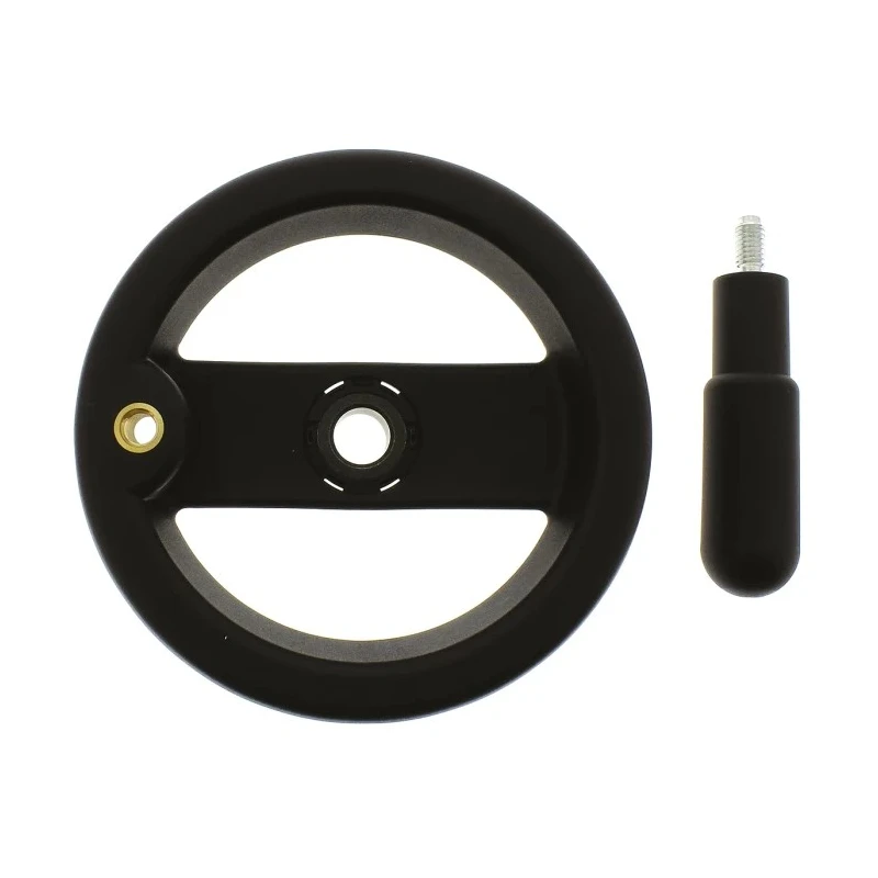 Elesa Technopolymer Hand Wheel, Black, 99 mm Diameter, Revolving Handle, Steel Insert 78521
