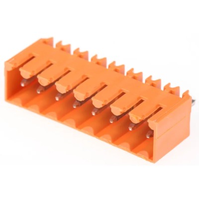 Weidmüller OMNIMATE SL Series Pluggable Terminal Block, 8 Contacts, 3.5 mm Pitch, 1 Row, 17A, 320V, Male, Orange 1604530000