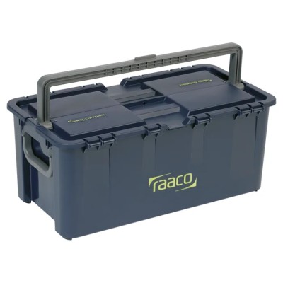 Raaco Plastic Tool Box, 136594, 540 x 296 x 230 mm, Padlockable, 2 Compartments, 1 Tray, Grey