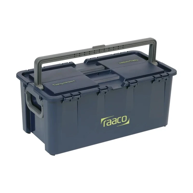 Raaco Plastic Tool Box, 136594, 540 x 296 x 230 mm, Padlockable, 2 Compartments, 1 Tray, Grey