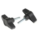 RS PRO Black Thermoplastic Wing Clamping Knob with Threaded Stud, 60 mm Diameter, 30 mm Thread Length 169-323
