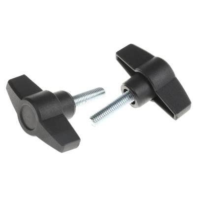 RS PRO Black Thermoplastic Wing Clamping Knob with Threaded Stud, 60 mm Diameter, 30 mm Thread Length 169-323