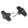RS PRO Black Thermoplastic Wing Clamping Knob with Threaded Stud, 60 mm Diameter, 30 mm Thread Length 169-323