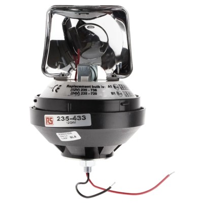 RS PRO V10994 Series Multi-Colour Rotating Beacon 24V DC Flexi DIN Magnetic Single Point Incandescent Bulb 235-433