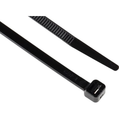 RS PRO Cable Tie Non-Releasable 190mm x 4.8mm Black Polyamide 66 Flame Retardant 233-461