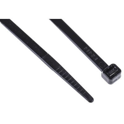 RS PRO Non-Releasable Cable Tie, Black Polyamide 66, 368 mm x 4.8 mm, Flame Retardant, 233-483