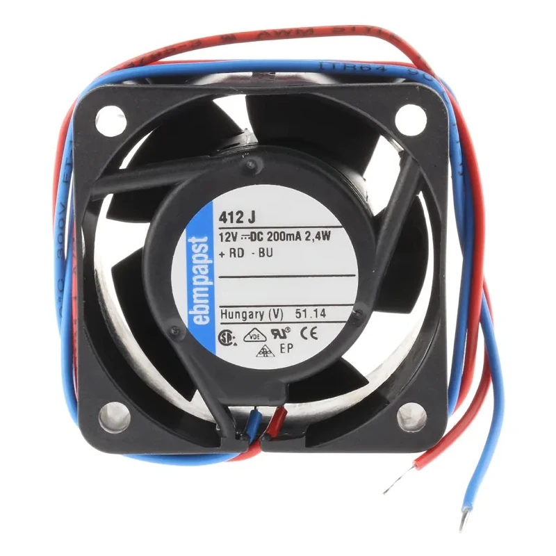 ebm-papst 400 Series Axial Fan 12V DC 19 m³/h 2.4 W 200 mA 40x40x25.4 mm Ball Bearing 412J