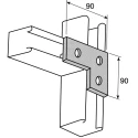 Unistrut Steel L Shape Bracket Galvanised Steel, 88.9 x 88.9 mm, 3 Hole, 14 mm Fixing, P 1036