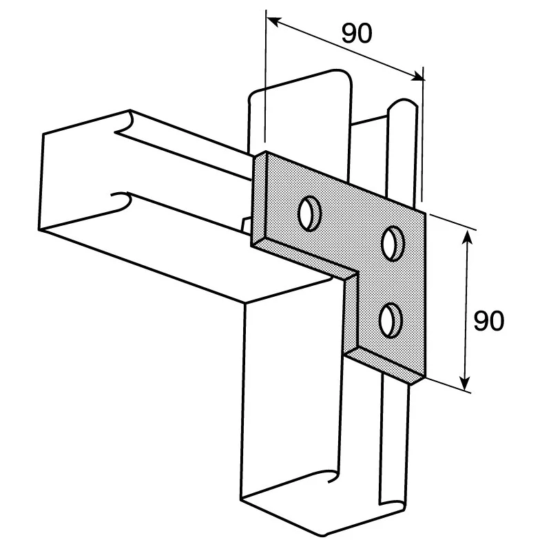 Unistrut Steel L Shape Bracket Galvanised Steel, 88.9 x 88.9 mm, 3 Hole, 14 mm Fixing, P 1036