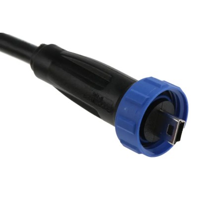 Bulgin USB Cable Male Mini USB Type B to Male USB Type A, 4.5 m, IP68, Polyvinyl Chloride Jacket, Black PX0441/4M50