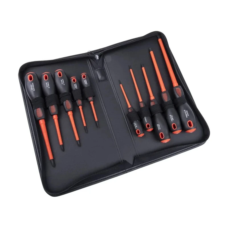 RS PRO Insulated Screwdriver Set, Phillips, Pozidriv, Slotted Tips, ESD Safe, 10 Pieces, 1000V, Chrome Molybdenum 253-015