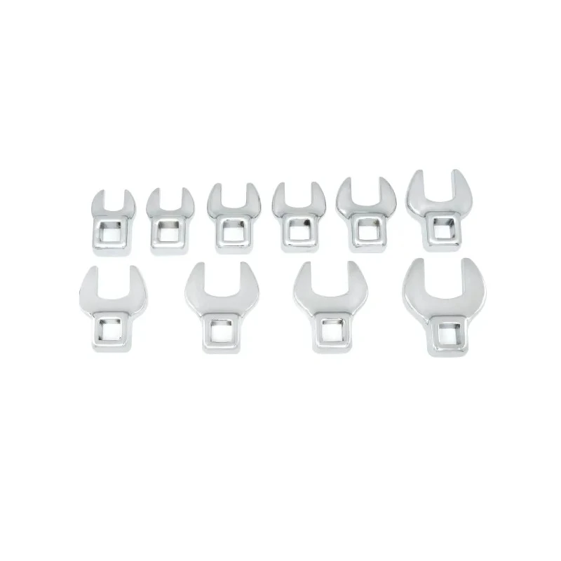 GearWrench 10-Piece Crow Foot Spanner Set, Metric, 10 to 19 mm, Alloy Steel, Chrome Finish 81909