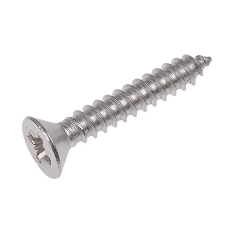 RS PRO Plain Stainless Steel Countersunk Head Self-Tapping Screw, A2 Grade, Pozidriv, 25 mm Length, No. 8, DIN 7982C, 180-695
