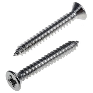 RS PRO Plain Stainless Steel Countersunk Head Self-Tapping Screw, 32 mm Length, Pozidriv, DIN 7982C, A2 Grade, 180-702