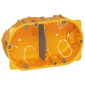 Legrand Batibox Yellow Plastic Electrical Back Box 2 Gangs NF Flush Surface Board Screw Mount 67x110x40mm 0 800 42