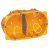Legrand Batibox Yellow Plastic Electrical Back Box 2 Gangs NF Flush Surface Board Screw Mount 67x110x40mm 0 800 42