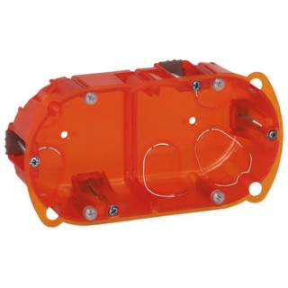 Legrand Batibox Orange Plastic Back Box, 2 Gangs, Flush Mount, IP20, 143x72x40mm 