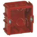 Legrand Batibox Red Plastic Back Box, NF Standard, Flush Mount, Vertical/Horizontal Mounting, 1 Gang, 71mm x 71mm x 0 801 41