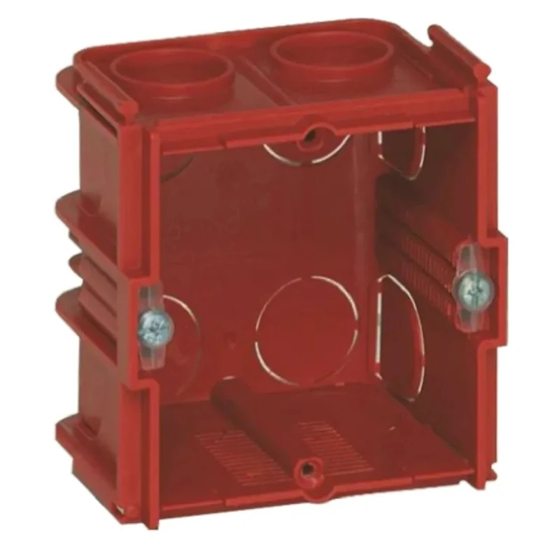 Legrand Batibox Red Plastic Back Box, NF Standard, Flush Mount, Vertical/Horizontal Mounting, 1 Gang, 71mm x 71mm x 0 801 41