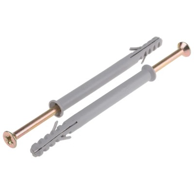 RS PRO Frame Fixing Nylon, 100 mm Length, 8 mm Drill Diameter, Maximum Fixing Thickness 60 mm, Pozidriv Head 275-771