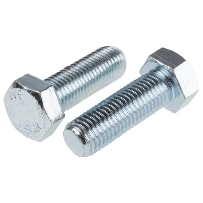 RS PRO Bright Zinc Plated Hex Bolt M20 x 60 mm Steel Grade 8.8 DIN 933 276-342