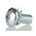 RS PRO 6 mm Bright Zinc Steel Pan Head Sems Screw, External Tooth Washer, M3 Thread, Pozidriv Drive 278-641