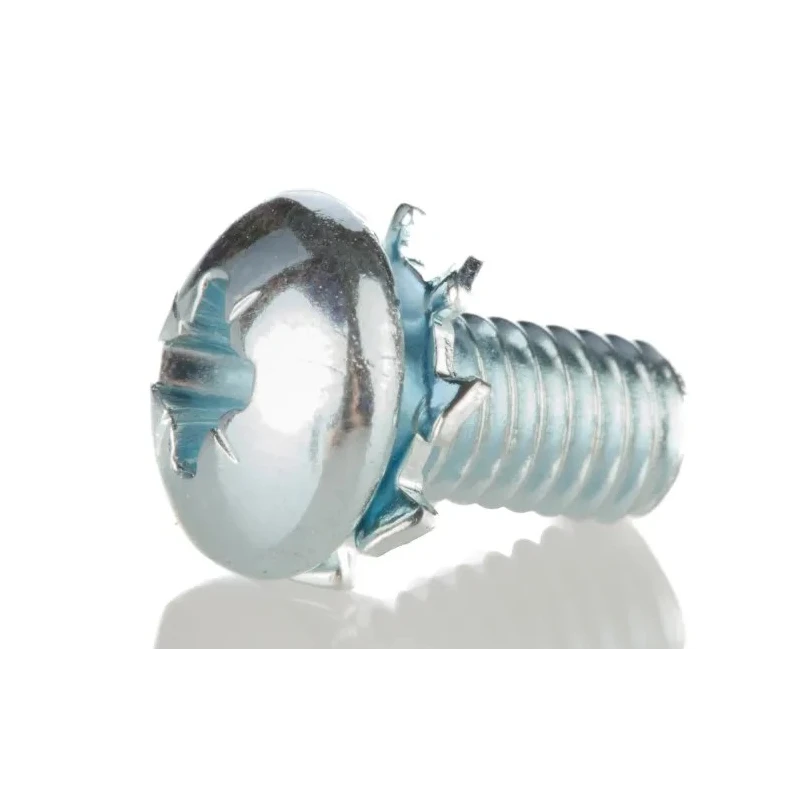 RS PRO 6 mm Bright Zinc Steel Pan Head Sems Screw, External Tooth Washer, M3 Thread, Pozidriv Drive 278-641