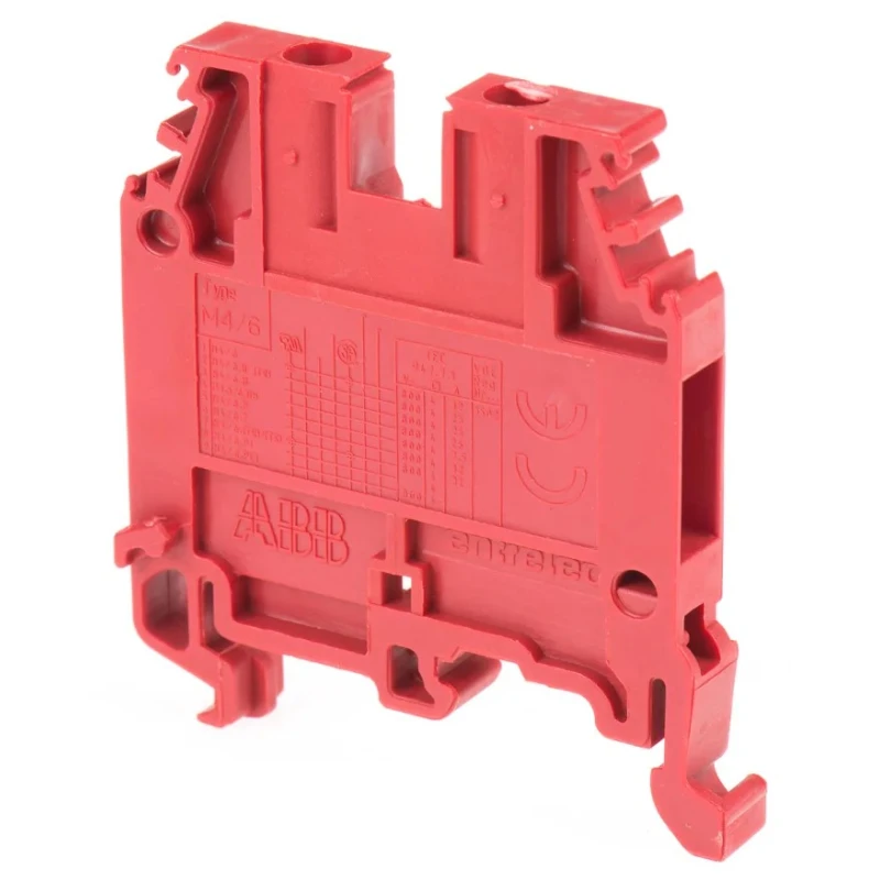 Entrelec SNA Series DIN Rail Terminal Block, 1-Level, Red, Screw Type, 4mm², 32A, 1000V AC 1SNA105032R1500