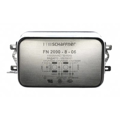 Schaffner Chassis Mount EMI Filter, 8A, 250V AC/DC, 0Hz–400Hz, Fast-On Terminals FN2090