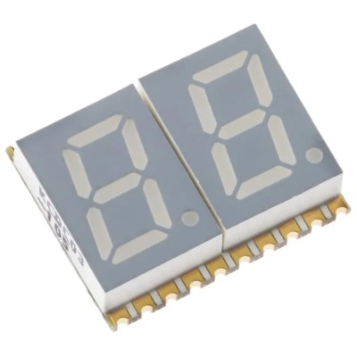Kingbright Dual Digit LED Display, 2 Digit, 7 Segment, Red, Cathode, 27mcd, Surface Mount, 7.6 mm Character Height KCDC03-105